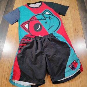 Have Faith Men's XL Athletic Swim Shorts  Men's Medium Tee Shirt Match Set Pair